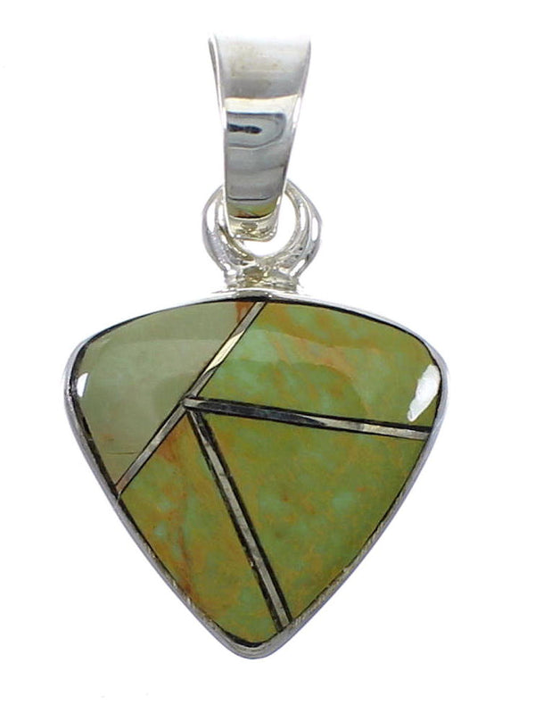 Authentic Sterling Silver Southwest Turquoise Inlay Slide Pendant AX78751